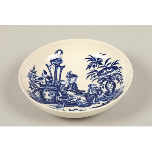 10 - Late eighteenth century Worcester blue and white transfer printed saucer, depicting mother and child... 