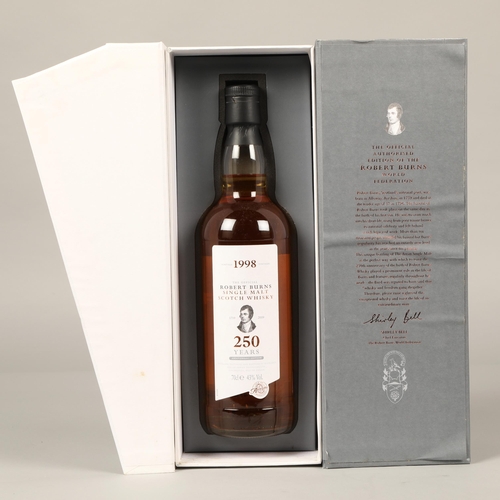 314 - Isle of Arran The Official Robert Burns Vintage 1998 single malt scotch whisky, The 250 years Annive... 