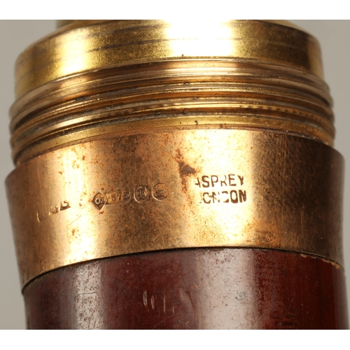 184 - Asprey of London 9ct rose gold topped walking cane to reveal a secret silver flask compartment Londo... 