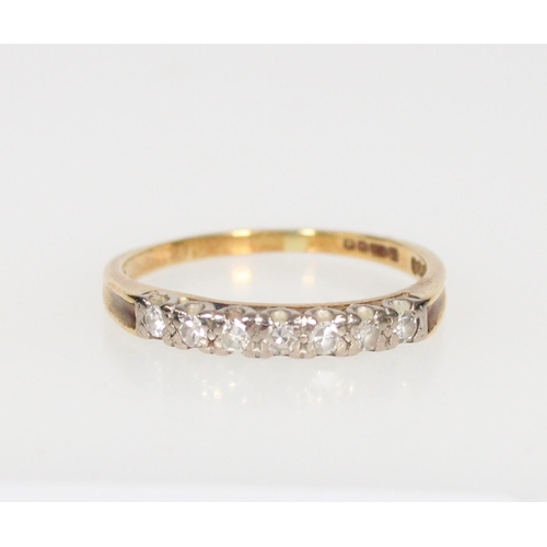 563 - 18ct gold and small diamond ring, size S/T, 2.9g.