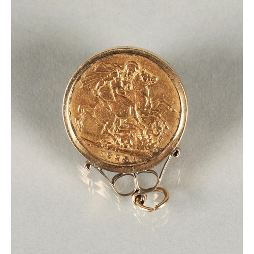 133 - George V gold sovereign 1925 in 9ct gold pendant mount 9.2g.