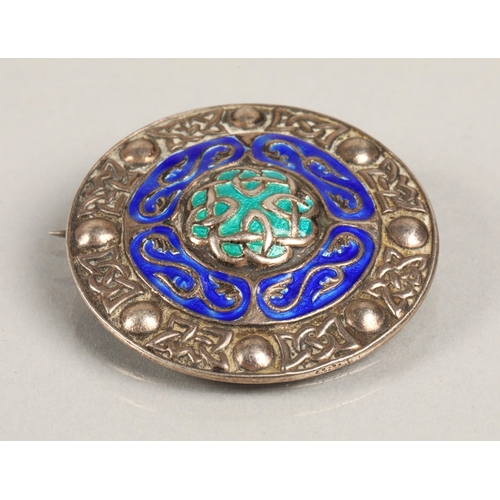 92 - Iona Silver enamelled brooch, probably by Alexander Ritchie, hallmarked Birmingham 1947, by A, H Dar... 