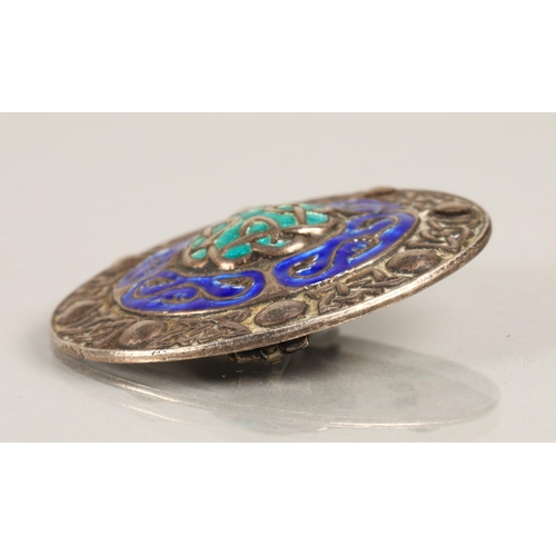 92 - Iona Silver enamelled brooch, probably by Alexander Ritchie, hallmarked Birmingham 1947, by A, H Dar... 