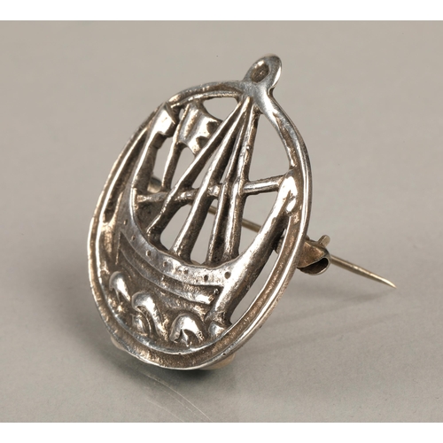 101 - Alexander Ritchie Silver Viking ship pendant/brooch stamped Cook, Holland & co Birmingham 1932.