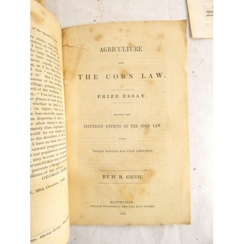 182 - GREG ROBERT HYDE.  Scotch Farming in The Lothians. 33pp. Lib. stamps. 1842; also National Anti-Corn ... 