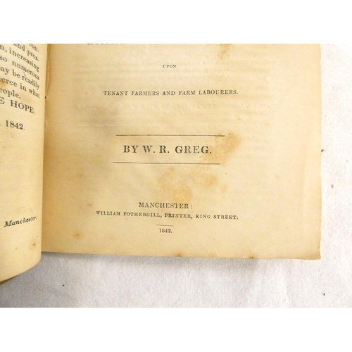 182 - GREG ROBERT HYDE.  Scotch Farming in The Lothians. 33pp. Lib. stamps. 1842; also National Anti-Corn ... 