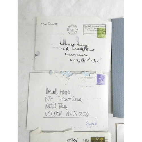 278 - Letters & Autographs.  A bundle of 14 letters to Michael Harvey, mainly in orig. envelopes, incl... 