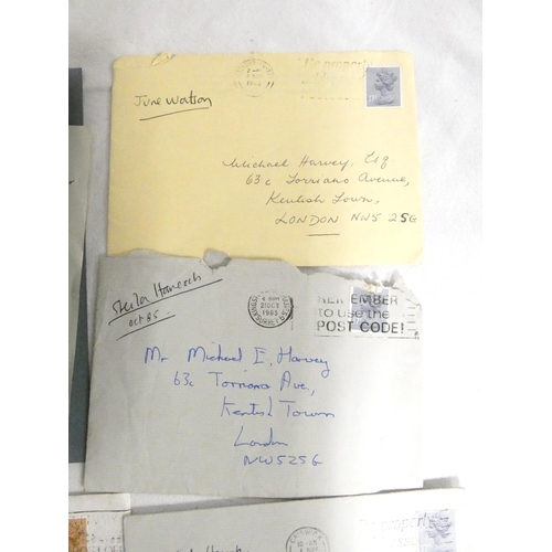 278 - Letters & Autographs.  A bundle of 14 letters to Michael Harvey, mainly in orig. envelopes, incl... 