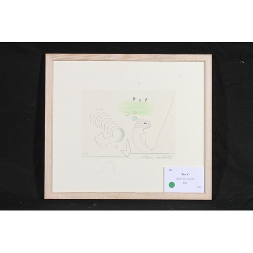 492 - ERIC RITCHIE (Scottish b1934), Idea 8, pencil and crayon, signed and dated 07 verso, 15cm x 20cm, fr... 