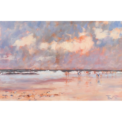 502 - TOM WHITE (Contemporary), Gullane Beach, oil painting on canvas, signed with 'TEW' monogram and date... 