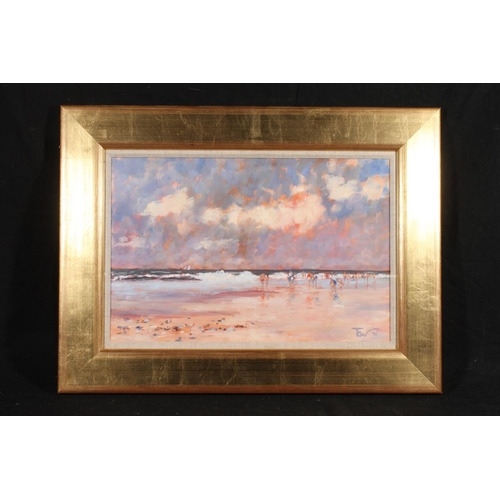 502 - TOM WHITE (Contemporary), Gullane Beach, oil painting on canvas, signed with 'TEW' monogram and date... 