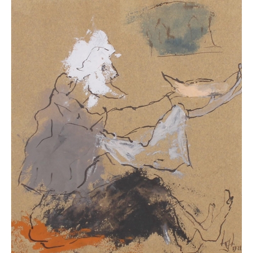 514 - SIR NICHOLAS HARDWICK FAIRBAIRN (1933-1995), The Beggar, ink and gouache, signed and dated 1971 lowe... 