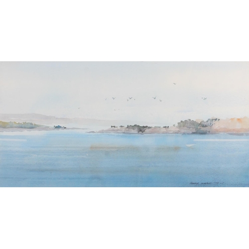 517 - DARRYL MACKIE, seascape, watercolour, signed and dated '79 lower right, 29cm x 57cm, frame 47cm x 74... 