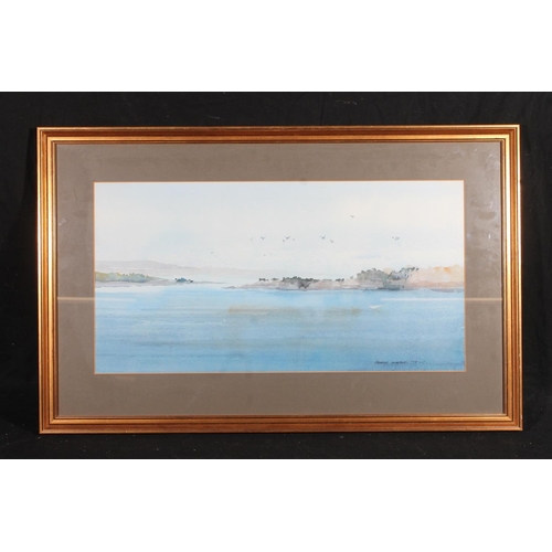 517 - DARRYL MACKIE, seascape, watercolour, signed and dated '79 lower right, 29cm x 57cm, frame 47cm x 74... 