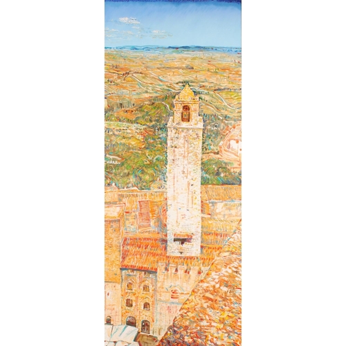 546 - ANDREW MCMORRINE (Scottish, b. 1948), Torre Grande San Gimignano, oil painting on canvas, unsigned, ... 