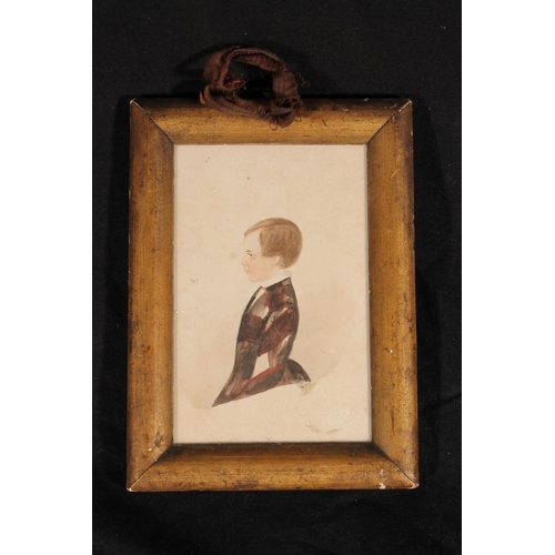 549 - 19TH CENTURY SCHOOL, pair of miniature portraits of young boy and girl in profile, watercolours, 10c... 