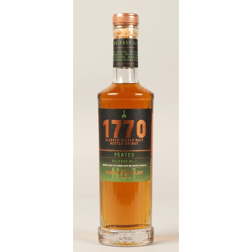 285 - 1770 Peated Release No 1 Glasgow single malt scotch whisky, Distilled at Glasgow Distillery Scotland... 