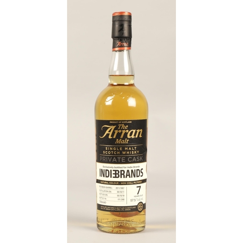 287 - The Arran Malt Private Cask Collection non chill filtered single malt scotch whisky, Exclusively bot... 