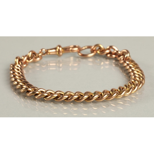 60 - 9ct rose gold curb link bracelet, 19cm long, 8.9g.