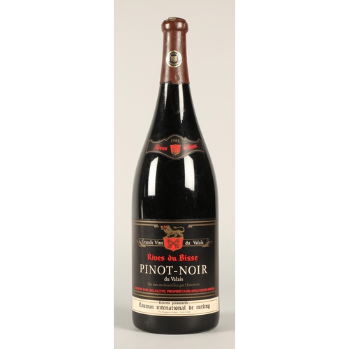 349 - 1981 Rives du Bisse 1981 Pinoit-Noir, Methuselah bottle, wax seal to the neck, No ABV.