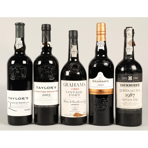 351 - Five Bottles of Port, Comprising of Graham's 1980 Vintage, 75cl, No ABV, Cockburn's Quinta Do Tua 19... 