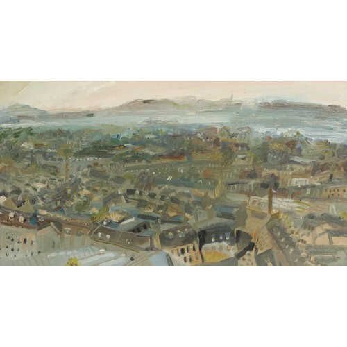 474 - Catherine Davison (Born 1970)'A View from Calton Hill'framed oil on board,  inscribed and dated vers... 