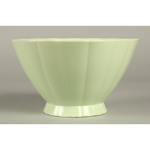 13 - Wedgwood 1930's Keith Murray signed fluted bowl, pale green colourway, signed to base and wedgwood m... 