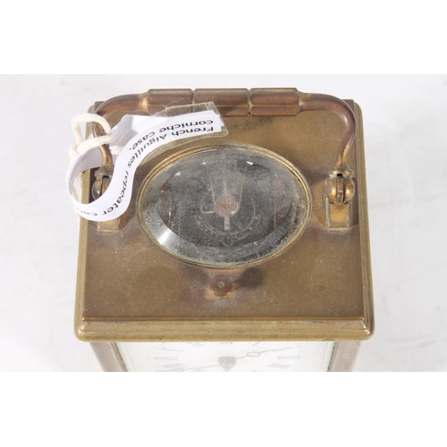 10 - French repeater movement brass carriage clock with subsidiary seconds dial, movement to the back mar... 