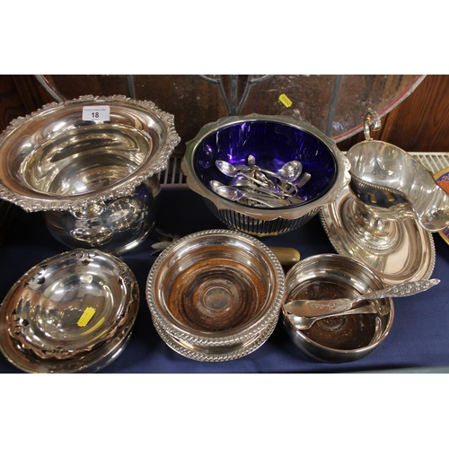 18 - Silver-plate to include wine coasters, bowls, etc.