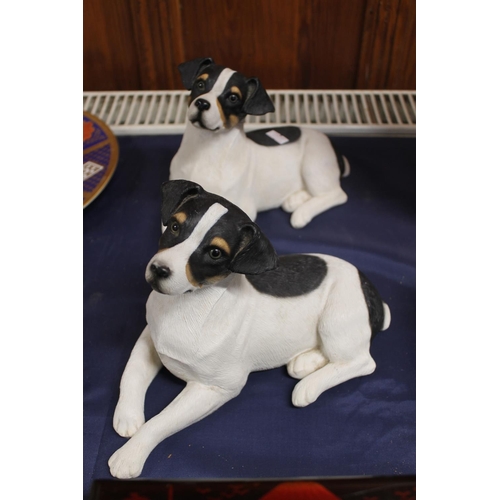 22 - Pair of cast resin Jack Russell models, 25cm long.