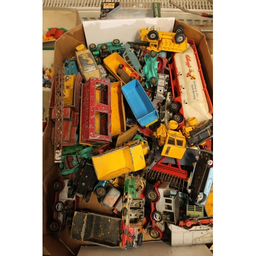 296 - Tray containing playworn die-cast model vehicles to include Matchbox, Lesney, Dinky Toys, Tri-ang, S... 