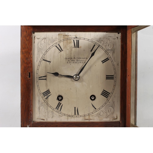 3 - James Aitchison of Edinburgh oak cased mantel clock, 31cm high.