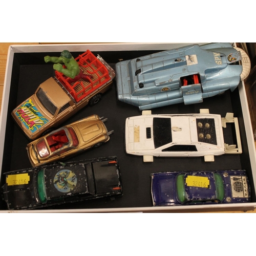 313 - Playworn die-cast model vehicles to include Dinky Toys Spectrum Pursuit vehicle, a Corgi Mazda B609 ... 