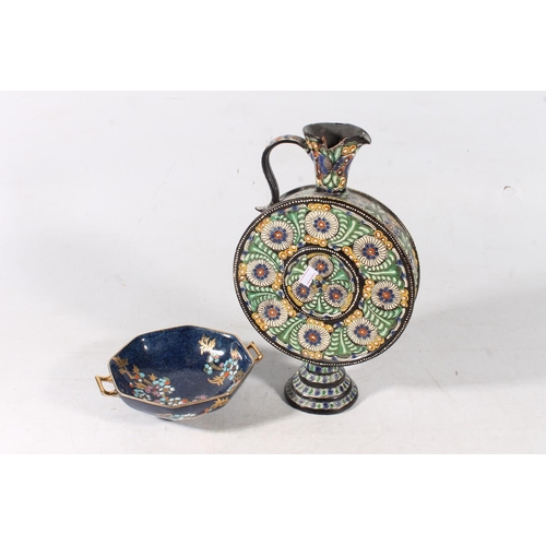 34 - Royal Winton Art Deco bowl and a Thun Swiss pottery moon flask.