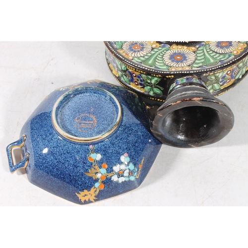 34 - Royal Winton Art Deco bowl and a Thun Swiss pottery moon flask.