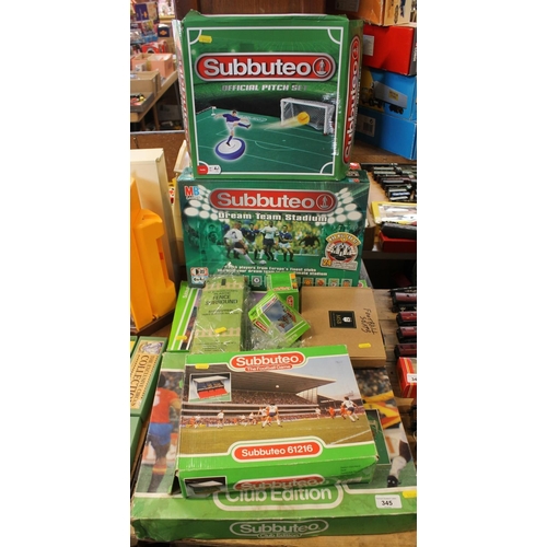 345 - Subbuteo table soccer to include Dream Team Stadium set, The Football Game, Club Edition, etc.