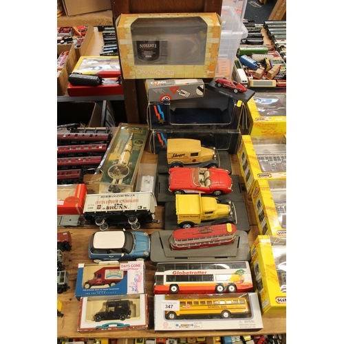 347 - Die-cast model vehicles to include a Mercedes Globetrotter bus, a school bus model, an Apollo Space ... 