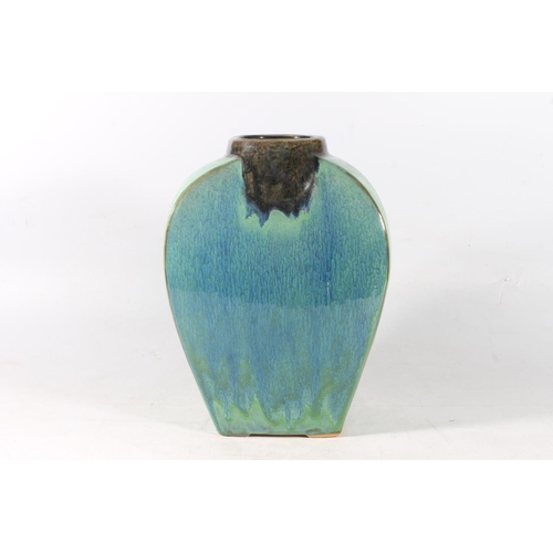 35 - High fired blue-green glaze pottery vase, 37cm high.