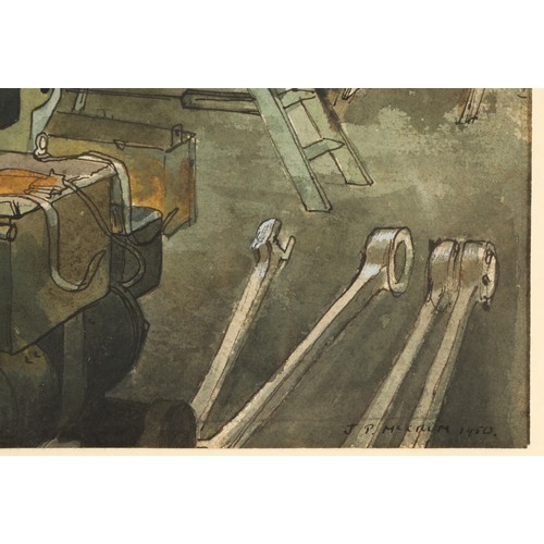 455 - Joseph Pierce McCrum (N.Irish 1902-1995)'Steam Locomotive in Construction 1950'framed watercolour, s... 