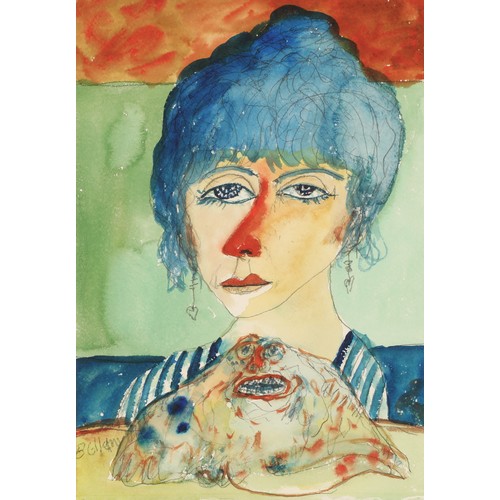 514 - John Bellany CBE RA HRSA (Scottish 1942-2013) ARRWoman with SkateFramed watercolour, signed38cm x 27... 