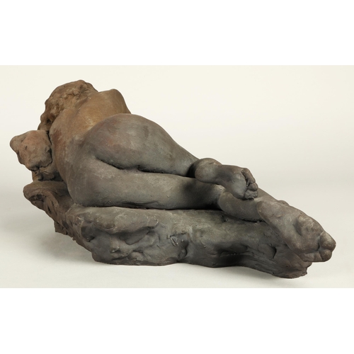 212 - Walter Awlson (Scottish b.1949)'Nude Sculpture lying on a Rock,signed and dated 1992, 58cm long... 