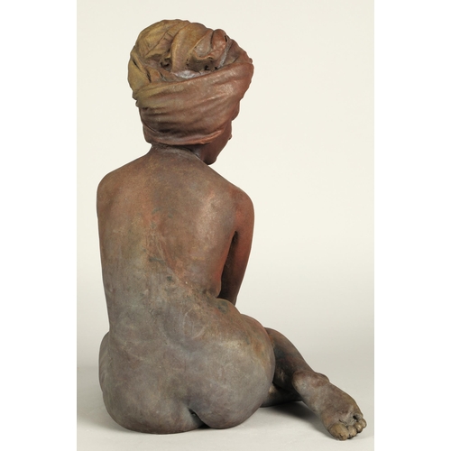 214 - Walter Awlson (Scottish b. 1949)'Seated Nude Sculpture, Her Hair Wrapped in a Towel'signed, dated, n... 