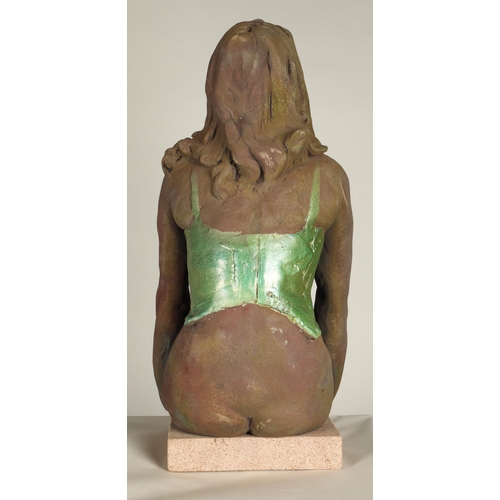 215 - Walter Awlson (Scottish b.1949)Seated female Sculpture in a swimsuit,signed, number 25/75.44cm high.... 