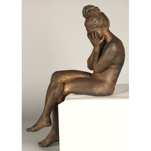 216 - Walter Awlson (Scottish b.1949)'Seated Nude Female Sculpture'signed, number 13/50, 55cm high.... 