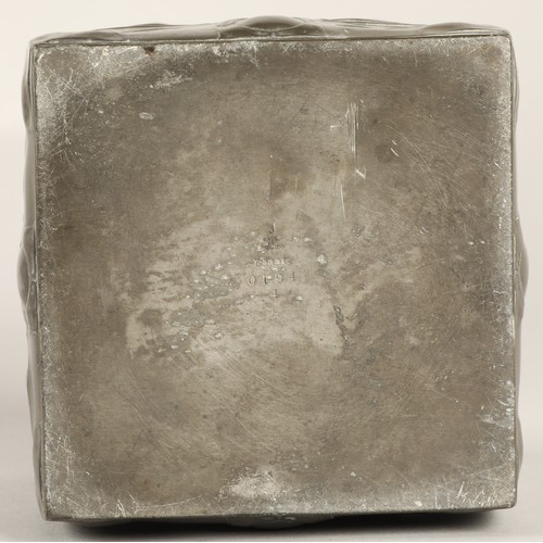 164 - Archibald Knox for Liberty & co, Tudric pewter biscuit box with stylized leaf design, no 0194, 1... 