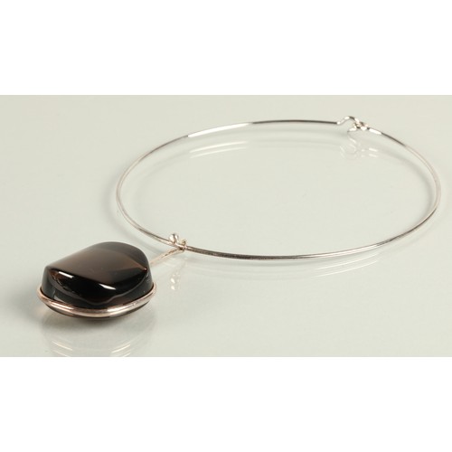 61 - Georg Jensen Torun silver choker with drop pendant with box.