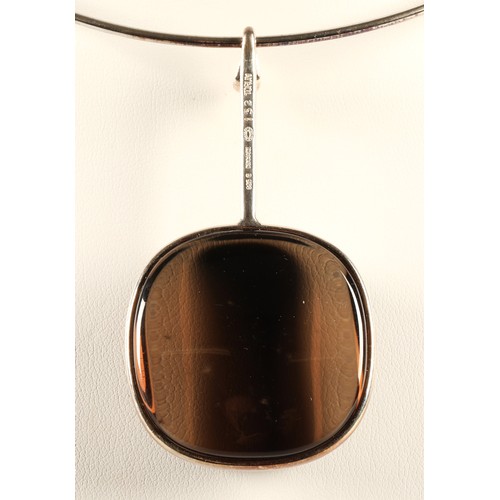 61 - Georg Jensen Torun silver choker with drop pendant with box.