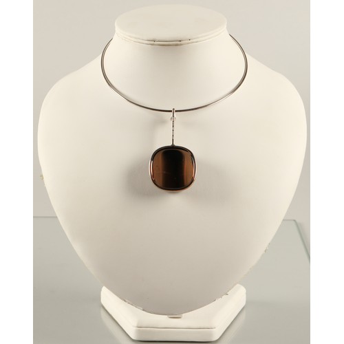 61 - Georg Jensen Torun silver choker with drop pendant with box.