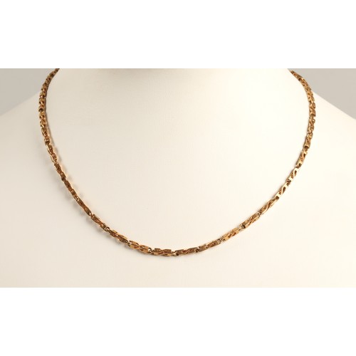 58 - 9ct yellow gold box chain with hoop clasp, 46cm long, 18.6g.