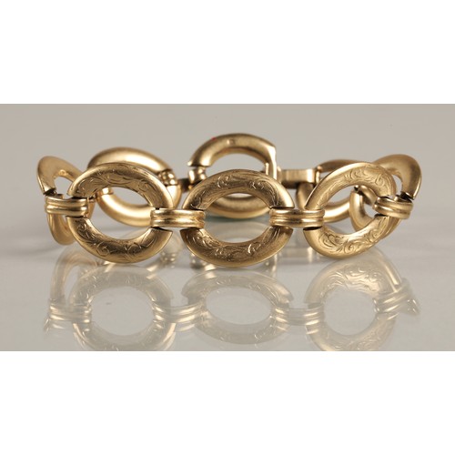 57 - 9ct gold hoop link bracelet, 17cm long, 31g.